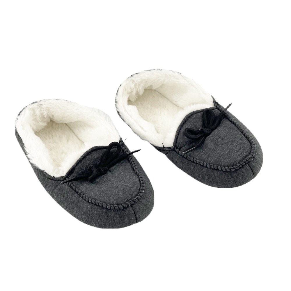 Target Boy Girl Faux Fur Lining‎ Moccasins Slippers Shoes Grey Medium 2-3